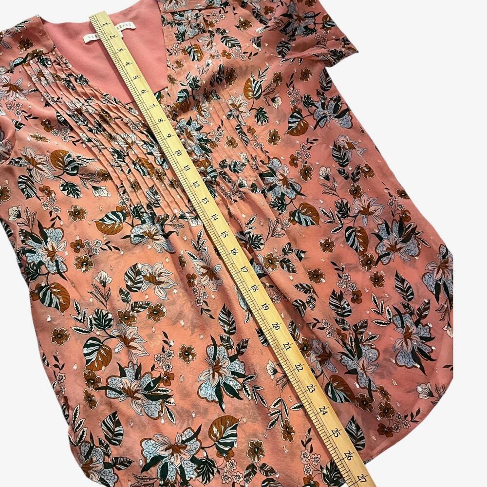 Veronica Beard Blouse Womens 8 Pink Floral Boho V Neck Long Sleeve Tunic Top - Picture 13 of 13